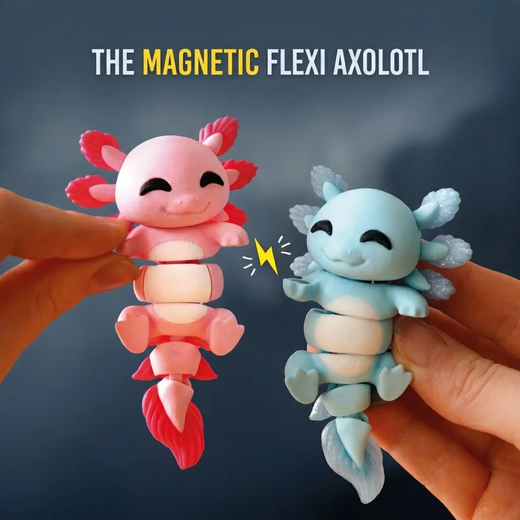 FlexiFam - poseable axolotl with magnetic hands - Image 1