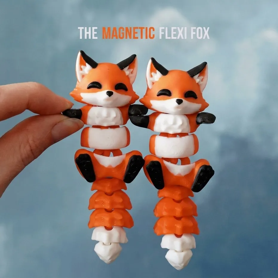 FlexiFam - poseable fox with magnetic hands - Image 1