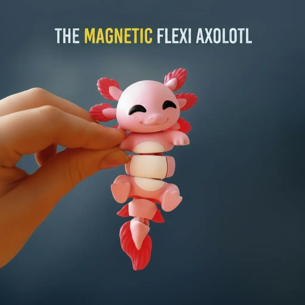 FlexiFam - poseable axolotl with magnetic hands - Image 1